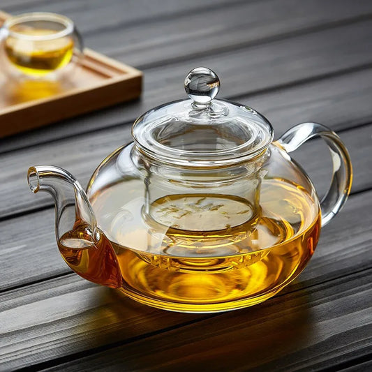 400ml/1000ml Heat-resistant Glass Tea Pot Flower Kettle Kung Fu Teawear Set Tea Strainer Infuser Puer Oolong Barley Pot Teaware